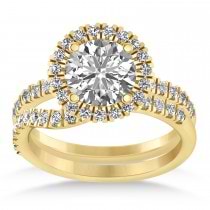 Diamond Round-Cut Halo Bridal Set 14K Yellow Gold (2.77ct)