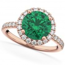 Emerald & Diamond Round-Cut Halo Bridal Set 18K Rose Gold (3.07ct)
