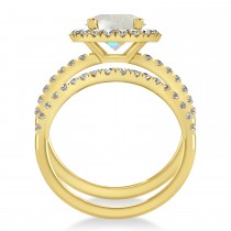 Opal & Diamond Round-Cut Halo Bridal Set 14K Yellow Gold (2.07ct)