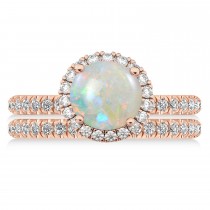 Opal & Diamond Round-Cut Halo Bridal Set 18K Rose Gold (2.07ct)
