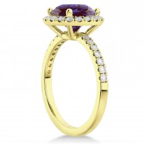 Halo Lab Alexandrite & Diamond Engagement Ring 14K Yellow Gold 2.30ct