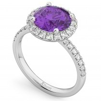 Halo Amethyst & Diamond Engagement Ring Palladium 2.30ct