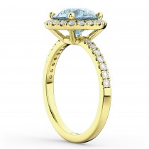 Halo Aquamarine & Diamond Engagement Ring 14K Yellow Gold 2.70ct