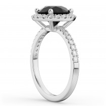 Halo White & Black Diamond Engagement Ring 18K White Gold (2.50ct)