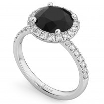 Halo White & Black Diamond Engagement Ring Palladium (2.50ct)