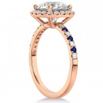 Blue Sapphire & Diamond Halo Engagement Ring Setting 14K Rose Gold (0.50ct)