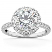 Diamond Accented Halo Engagement Ring Setting 14K White Gold (0.50ct)