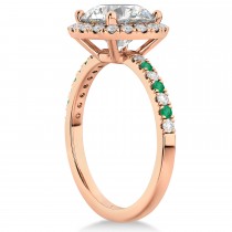 Emerald & Diamond Halo Engagement Ring Setting 18k Rose Gold (0.50ct)