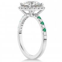 Emerald & Diamond Halo Engagement Ring Setting 18k White Gold (0.50ct)