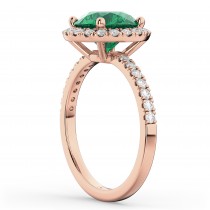 Halo Emerald & Diamond Engagement Ring 14K Rose Gold 2.80ct