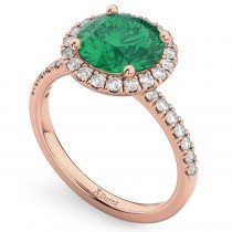 Halo Emerald & Diamond Engagement Ring 18K Rose Gold 2.80ct