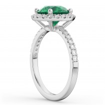Halo Emerald & Diamond Engagement Ring 18K White Gold 2.80ct