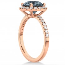 Halo Gray Spinel & Diamond Engagement Ring 18K Rose Gold 1.90ct