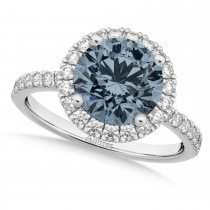 Halo Gray Spinel & Diamond Engagement Ring Palladium 1.90ct
