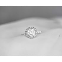 Round Halo Lab Grown Diamond Engagement Ring 14K White Gold (2.50ct)