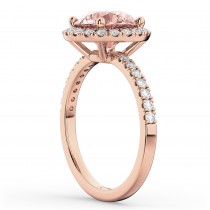 Halo Morganite & Diamond Engagement Ring 18K Rose Gold 2.25ct