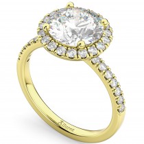 Halo Moissanite & Diamond Engagement Ring 14K Yellow Gold 2.10ct