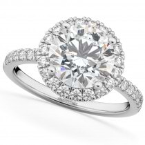 Halo Moissanite & Diamond Engagement Ring 18K White Gold 2.10ct
