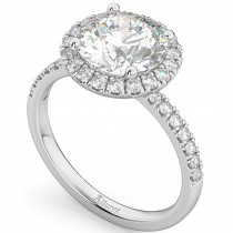 Halo Moissanite & Diamond Engagement Ring Palladium 2.10ct