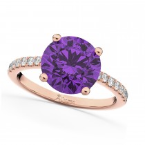 Amethyst & Diamond Engagement Ring 14K Rose Gold 2.01ct