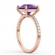 Amethyst & Diamond Engagement Ring 18K Rose Gold 2.01ct