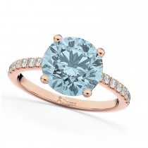 Aquamarine & Diamond Engagement Ring 14K Rose Gold 2.41ct