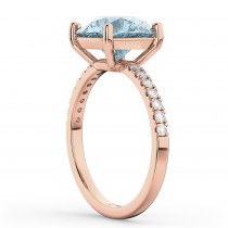 Aquamarine & Diamond Engagement Ring 18K Rose Gold 2.41ct