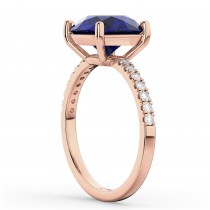 Blue Sapphire & Diamond Engagement Ring 14K Rose Gold 2.51ct