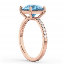 Blue Topaz & Diamond Engagement Ring 14K Rose Gold 2.71ct