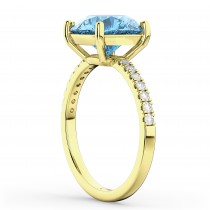 Blue Topaz & Diamond Engagement Ring 18K Yellow Gold 2.71ct