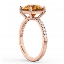 Citrine & Diamond Engagement Ring 14K Rose Gold 2.01ct