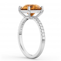 Citrine & Diamond Engagement Ring 18K White Gold 2.01ct