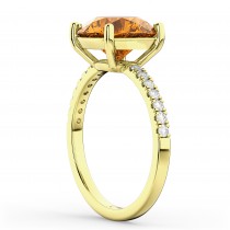 Citrine & Diamond Engagement Ring 18K Yellow Gold 2.01ct