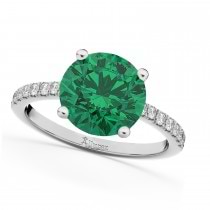 Emerald & Diamond Engagement Ring 14K White Gold 2.51ct