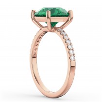 Emerald & Diamond Engagement Ring 18K Rose Gold 2.51ct