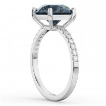 Gray Spinel & Diamond Engagement Ring 14K White Gold 2.01ct