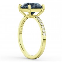 Gray Spinel & Diamond Engagement Ring 14K Yellow Gold 2.01ct