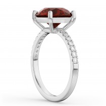 Garnet & Diamond Engagement Ring 14K White Gold 2.71ct