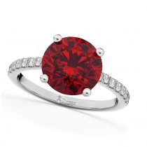Lab Ruby & Diamond Engagement Ring Palladium 2.51ct