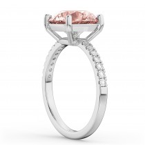 Morganite & Diamond Engagement Ring 18K White Gold 1.96ct