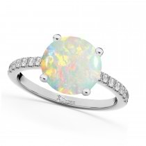Opal & Diamond Engagement Ring 18K White Gold 1.51ct