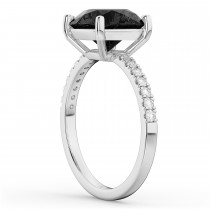 Onyx & Diamond Engagement Ring 14K White Gold 2.71ct