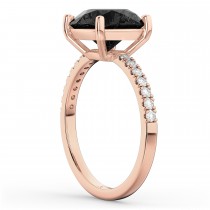 Onyx & Diamond Engagement Ring 18K Rose Gold 2.71ct