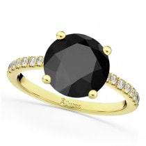 Onyx & Diamond Engagement Ring 18K Yellow Gold 2.71ct