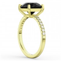 Onyx & Diamond Engagement Ring 18K Yellow Gold 2.71ct