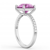 Pink Sapphire & Diamond Engagement Ring 14K White Gold 2.51ct