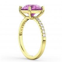 Pink Sapphire & Diamond Engagement Ring 18K Yellow Gold 2.51ct