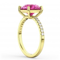 Pink Tourmaline & Diamond Engagement Ring 18K Yellow Gold 2.21ct