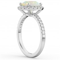 Halo Opal & Diamond Engagement Ring Palladium 1.80ct