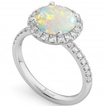 Halo Opal & Diamond Engagement Ring Palladium 1.80ct